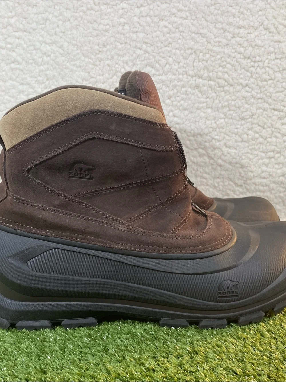 Sorel Cold Mountain Thinsulate Boots Mens Size 13 Brown Zip Duck Waterproof